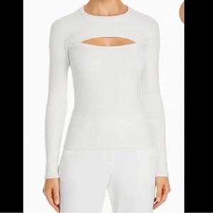 Ramy Brook White Cutout Front Sweater Top